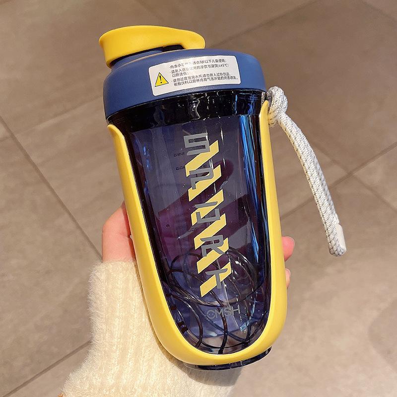 

590 мл портативный кавайный пластиковый шейкер из тритана бутылка для воды спортивный тренажерный зал дорожный шейкер для протеина бутылки для напитков BPA Free новый жёлтый