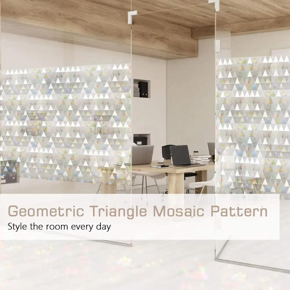 Privacy Window Film, Rainbow Window Cling, Decorative Vinyl Stained Glass Covering, Non-Adhesive Film, Sun UV Blocking