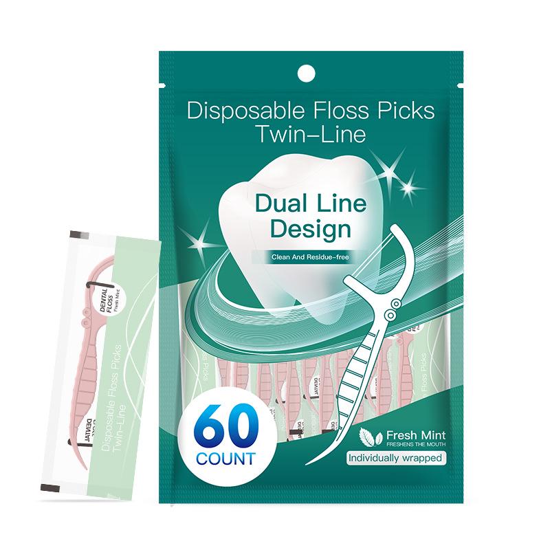 

Mint Dental Floss Stick - Individually Wrapped, Double-Line, Portable for Hotel & Catering Use