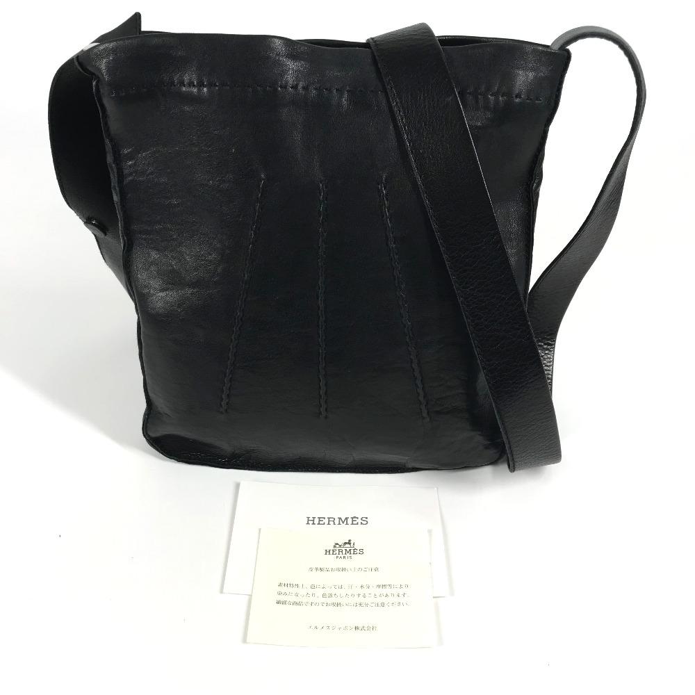 Hermes Toudu Pochette Bag Crossbody Shoulder Bag Leather Black