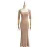 Spicy Girl Slim-Fit Trapezoid Neck Mid-Sleeve Fishtail Dress - Waist-Cinching, Figure-Flattering Skirt