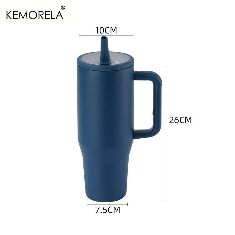  Thermos Cup 40oz Double-Layer Tumbler Ice Cup 1200ML Leak-Proof Foldable Straw Cover Direct Drinking Mouth Car Cup