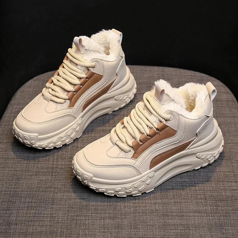 

Женские зимние теплые хлопковые ботинки, женская повседневная уличная обувь на толстой подошве для холодной погоды, женские хлопковые ботинки 35