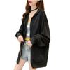 Loose Solid Fall [RREMN] Women's Zip-Up Hoodie, Fit, Lightweight, Color, Hooded, Spring, Summer, (Size L, Black)