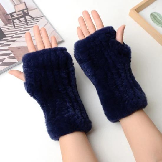New Arrival Female Natural Rabbit Fur Gloves Knitted Warm Real Rex Rabbit Fur Mittens Women Winter Outdoor Rex Rabbit Fur Gloves