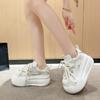 Fashion 8CM Women Platform Sneakers Leather Casual Ladies Chunky Shoes White Woman Fashion Brand Autumn Thick Soled Wedge Sneakers