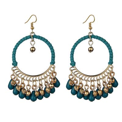 Neue ethnische runde geflochtene Hängeohrringe für Damen, böhmisch, Retro, Quasten, Tropfenohrschmuck, weibliche Party-Accessoires