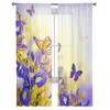 Iris Flower Butterfly Window Treatment Tulle Modern Sheer Curtains for Kitchen Living Room the Bedroom Curtains Decoration