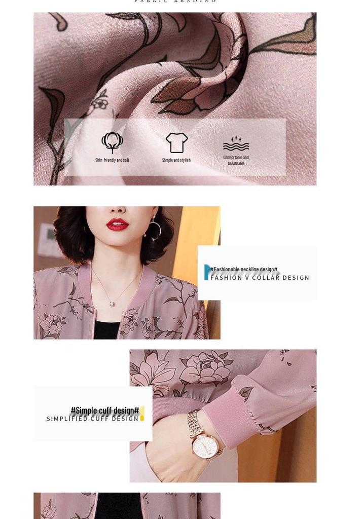 Women's Versatile Chiffon Sun Protection Floral Cardigan - Summer 2026 Korean Style, Plus Size, Lightweight Long Sleeve Jacket