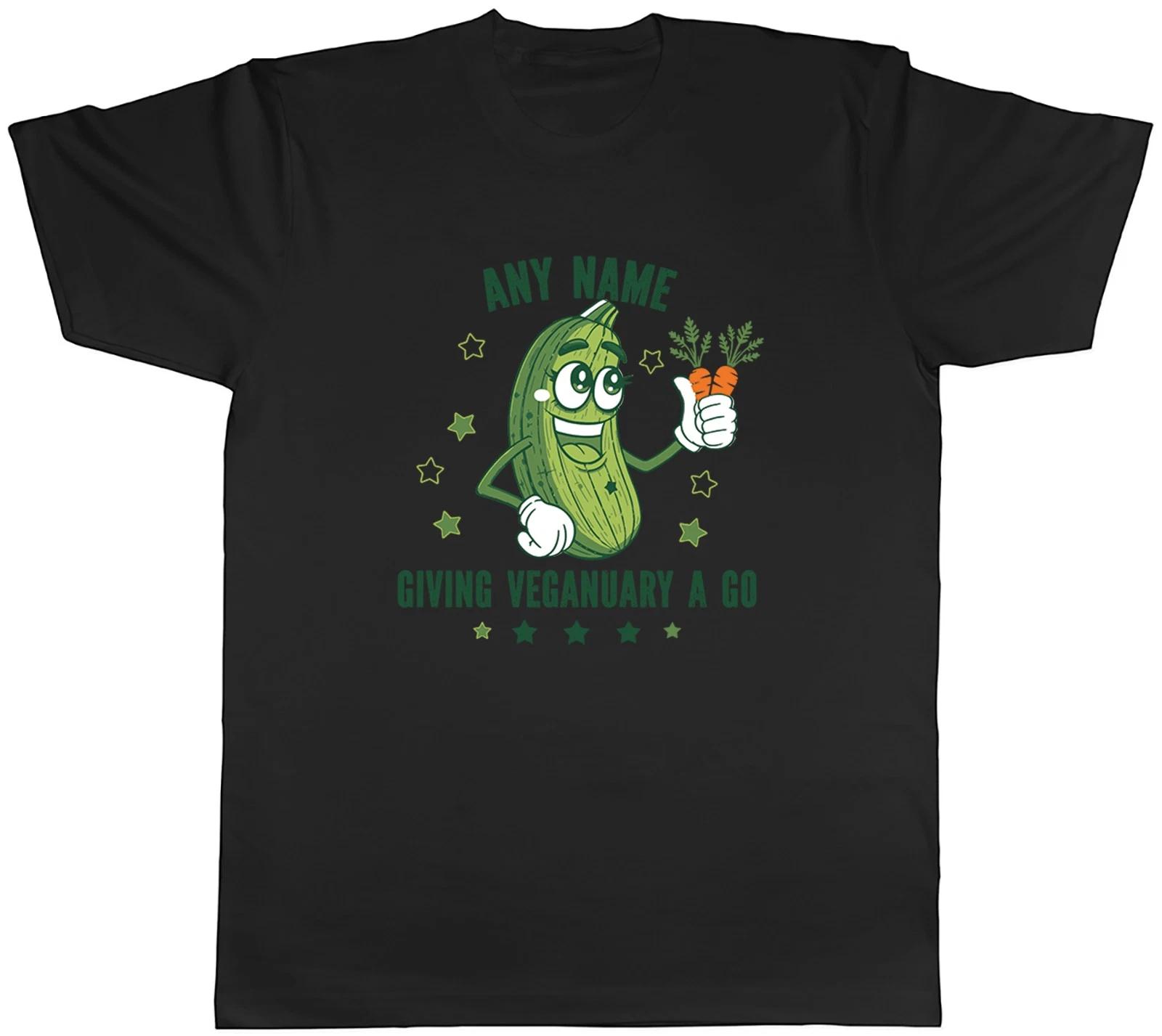 Personalised Funny Giving Veganuary a Go Mens T-Shirt Tee Gift Top XXL