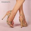 Elegante Florale Stiletto-Sandalen Damen mit Ranken-Dekor Fersenriemen Spitz zulaufend Hoher Absatz Mode Sandalias De Mujer Größe 35-43