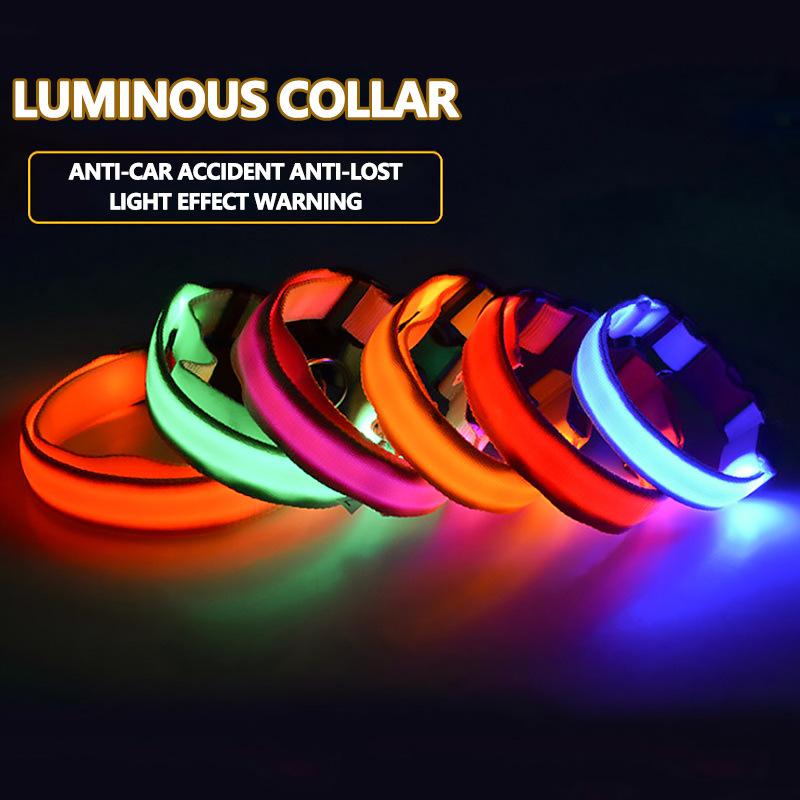 LED Dog Collar Safety Night Light Flashing Necklace Reflective Pet Collar with Bright LED for Walking