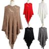 Women's Fashion Temperament Casual Hair Ball Fringe Cape Sweater Bucket Coat