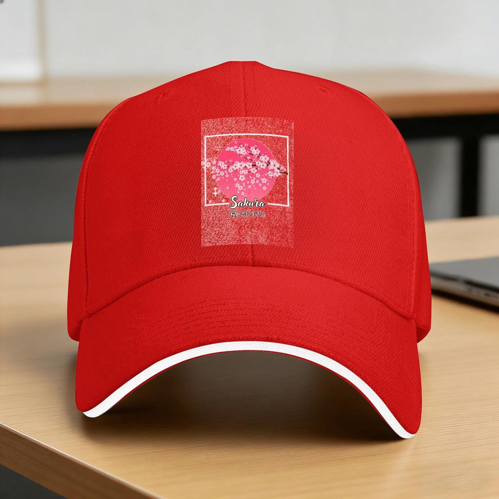 Sakura Cherry Blossom Tree Japanese Kanji Baseball Cap Casual Female Male Custom Logo Outdoor Sports Snapback Cap Birthday Gift