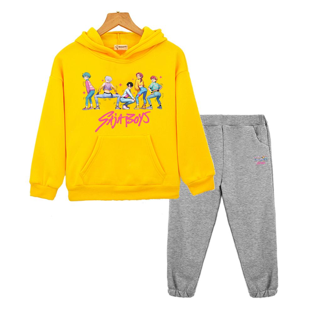 Saja Boys Autumn Boy Girl Hooded Sets Hoodie Fleece Sweatshirt Jacket Kpop Demon Hunters 2pcs Pullover+pant Kids Boutique Clothe
