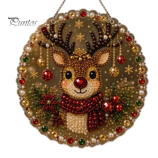 Handgemaakte Feestelijke Huisdecoratie Kerst Kunst met Nep Parels Hangend Ornament Kit, DIY 3D Kralen Sprankelende Acryl Edelsteen Kunst Ambacht, Bord voor Raam, Deur,