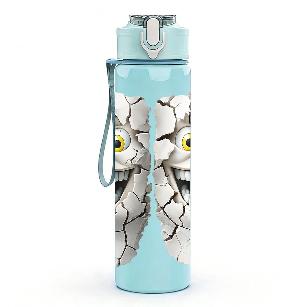 1PC Twin Ghost Funny Halloween Cartoon 750ml Color Plastic Sports Water Bottle Leakproof Flip Straw Lid Suitable for Sports Office Home Use