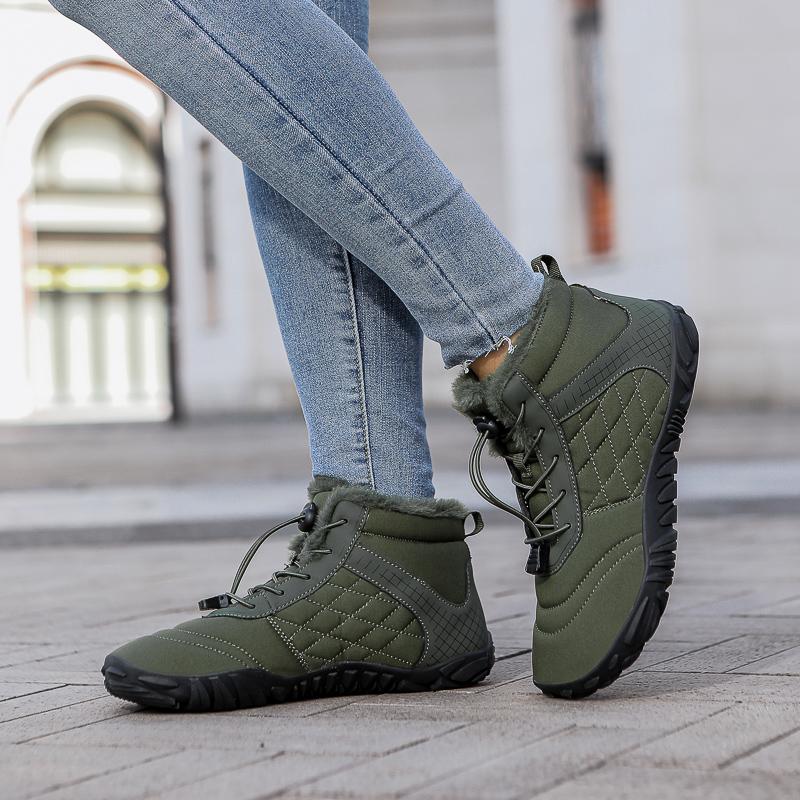 Women’s Winter Boots Outdoor Men’s Green Wide Palm Warm Cotton-padded Shoes High Top Hiking Boots for Couple Plus Size