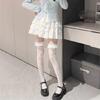 Thigh Highs Stockings with Ruffle Trim Women Flower Lace Fishnet Over Knee Socks