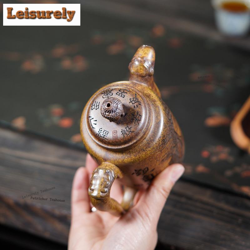 111ml Aesthetic Yixing Purple Clay Teapots Handmade Jiquan Pot Raw Ore The Keel Gold Sand Mud Kettle Zisha Tea Set Supplies Gift