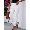 2026 High-Waisted Stretch Straight Leg Cropped Jeans Women Casual Streetwear Cotton Blend Elastic Waist