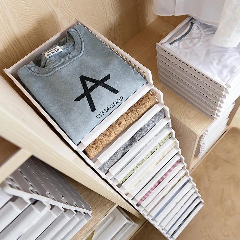 Wardrobe Storage Rack Stackable Storage Drawer Organizer Clothes Closet Storage Box Plastic Layered Partitions Storage Rack