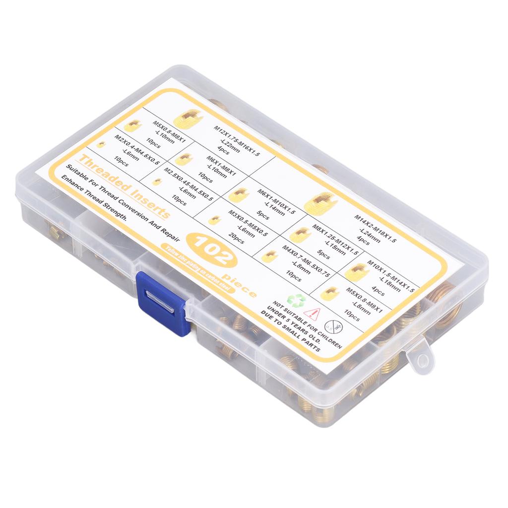 102 ks samosvorných závitových vložek M2?M14 Rychlořezná ocelová Zesílený Opravný nástroj