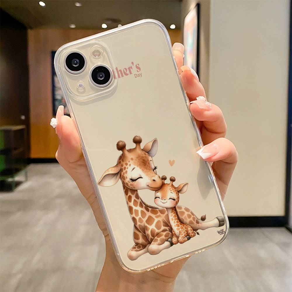 Striped Background Giraffe  Phone Case For iPhone 17 16e 16 15 14 13 12 11mini Pro Max X XR XSMAX 8 7 Air Plus Soft Cover