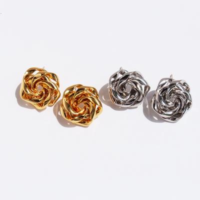 Creative Design Irregular Water Ripple Flower Stud Earrings Women'S Retro Fashionable Spiral Rose Earrings 291