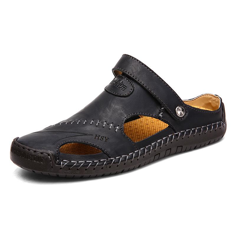 Men's Two-Wear Closed-Toe Sandals & Slippers - Hand-Stitched, Plus Size, Summer Beach Style