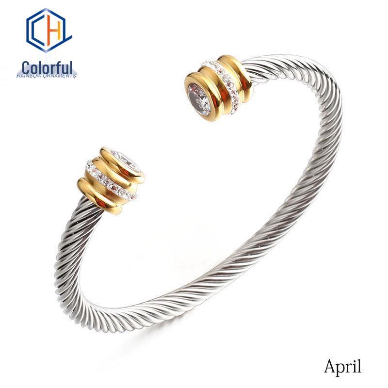 European & American 18K Gold-Plated Stainless Steel Bracelet with Zirconia