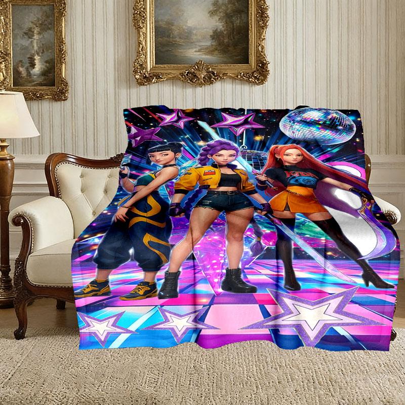 1pc Kpop Demon Hunters Blanket, Super Cozy Printed Home Blanket, All-Season Warmth