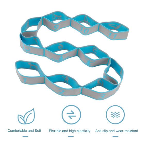 Yoga Stretching Strap with 11 Loop Physical Therapy Pilates Ballet Dance Body Leg Stretcher Elastic Band Home Gym Workout Resistance Band