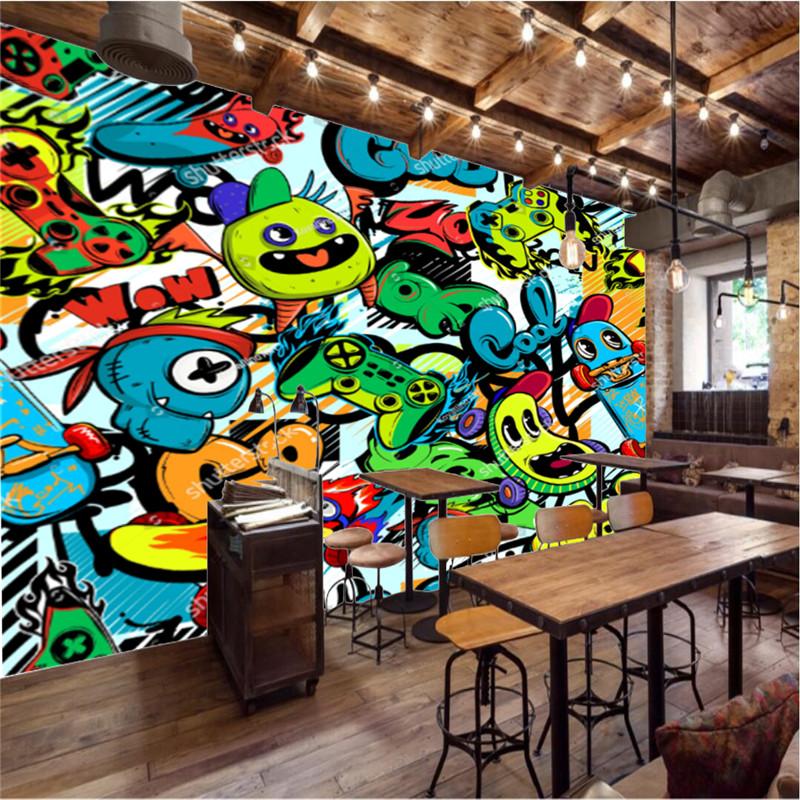 Cartoonmuster Tapete Brettspiel Graffiti Wandbild Restaurant Bar Straße Ktv Tapete Wandaufkleber