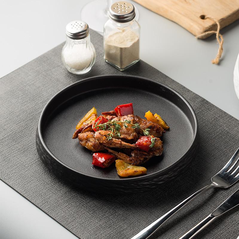 Plate Premium Soup Plate Frosted Deep Plate Salad Plate Household Japanese Dish Plate Ceramic Tableware Western Restaurant Pasta Plate