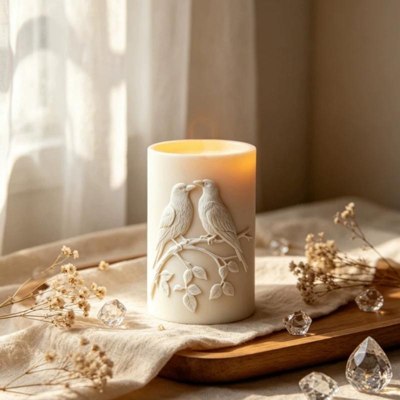 Bird Carving Silicone Molds Cylindrical Silicone Candle Molds For Handmade Candle And Soap Chocolate Making Epoxy Resin