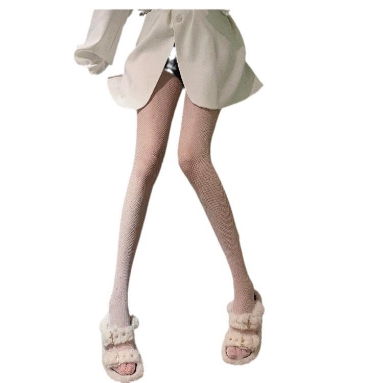 Cross-Border Black Fishnet Stockings with Rhinestones - Sexy Thin Mesh Pantyhose for Women