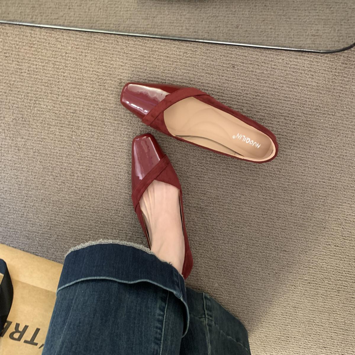 

Women Flats Pointed Toe New Plaid Ballet Flats Woman Shoes Solid Color Boat Shoes Zapatos Mujer Single Shoes Zapatos Mujer 40 червоний