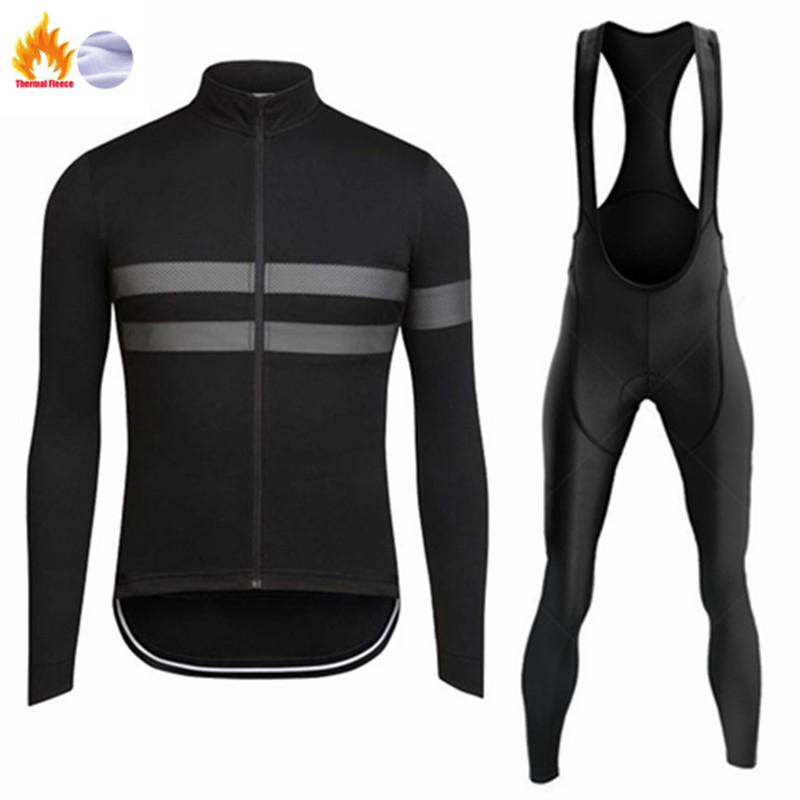 Winter Thermal Cycling Jersey Set Men's Breathable Long Sleeve Bike Shirt Bib Pants Mountain Bike Clothing for Men Riding
