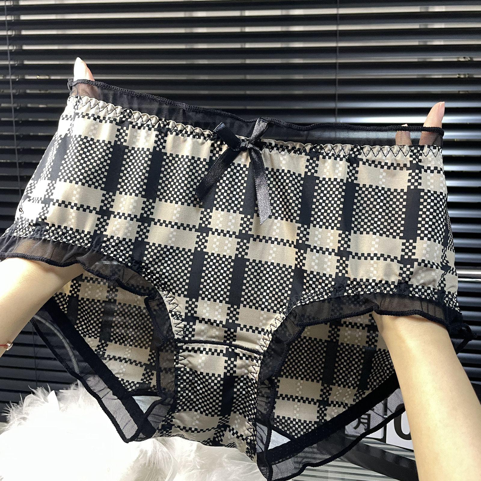 

Удобное женское нижнее белье больших размеров из ледяного шелка с сексуальным кружевным принтом, легкие дышащие треугольные брюки One Size