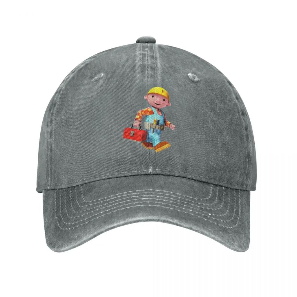 Bob The Builder Baseball Cap Distressed Denim Can We Fix It Toolbox Tractor Headwear Unisex Outdoor Travel Adjustable Hats Cap