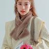 Women Winter Faux Rabbit Fur Cross Collar Solid Color Thickened Warm Scarf Plush Elegant Shawl Scarf Clothes Accessories