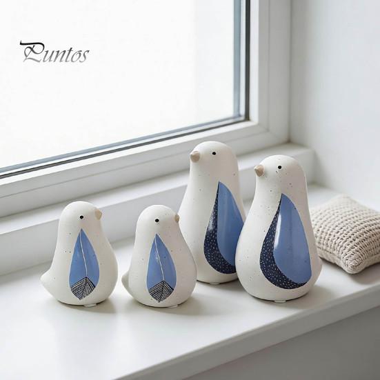 Nordic Style Blue Bird Ornament Ceramic Figurine, Decorative Ornament, Modern Minimalist Tabletop Decorations for Living Room Sculpture Bedroom Shelf