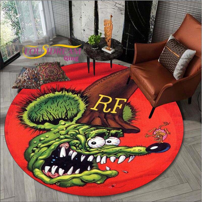 Carpet Retro Round Carpet Living Room Bedroom Skull Design Men's Gift