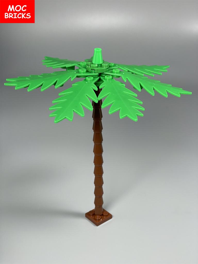 MOC Blocks Beach Ocean Palm Torso Pants Muscle Figure Ski Glasses Particles Assembled Construction Bricks Children's Playthings