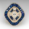 Gorgeous Inlaid White Blue CZ Women's Ring Aesthetic Gold Color Geometry Daily Wear Party Jewelry Anniversary Gift