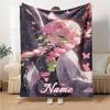 Custom Name Pink Hair Warrior Blanket for Couch & Bed, Plush Cozy Fuzzy Blanket Super Soft & Warm Blankets for Fall and Winter. 0908173