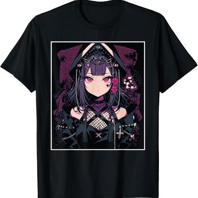 Anime Girl Gothic Waifu Japanese Aesthetic Kawaii Otaku T-Shirt