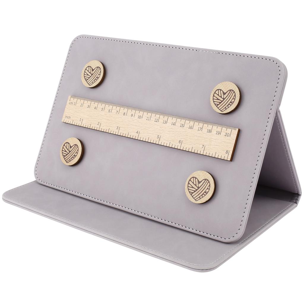 Stricknadel-Halter Faltbarer Strickmuster-Halter mit herzförmigen Magneten und Lineal 7×10,2 Zoll Strickmuster