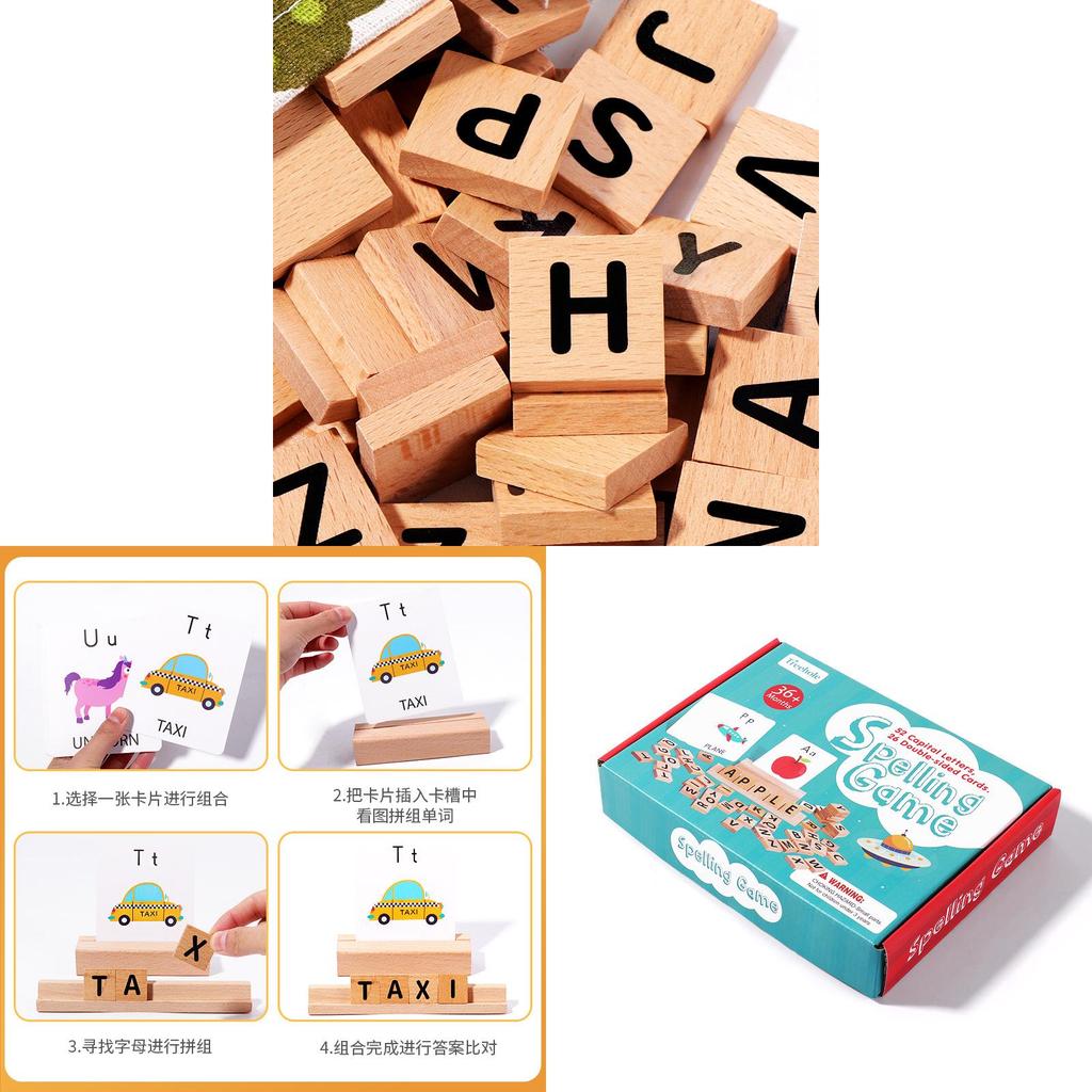 Wooden Alphabet Word Building Game Educational Toy For Early Learning